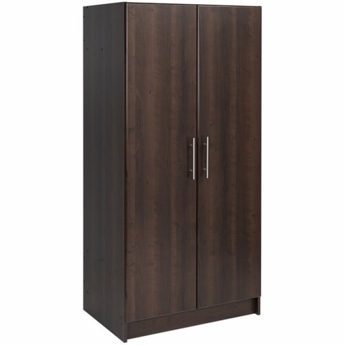 Pemberly Row Contemporary 32  Wardrobe Armoire in Espresso Perspective: front
