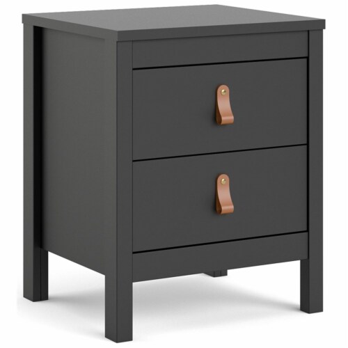 Pemberly Row Contemporary 2 Drawer Nightstand in Black Matte Perspective: front