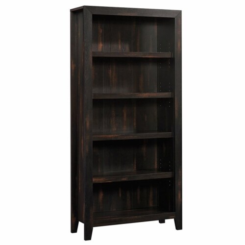 Pemberly Row Engineered Wood 5-Shelf Bookcase in Char Pine Perspective: front