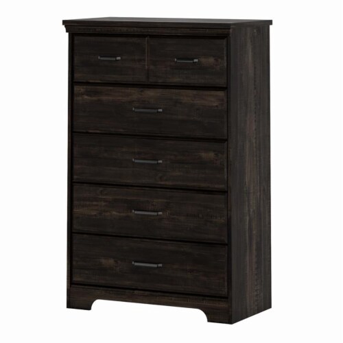 Bowery Hill Traditional 5-Drawer Wood Bedroom Chest in Rubbed Black Perspective: front