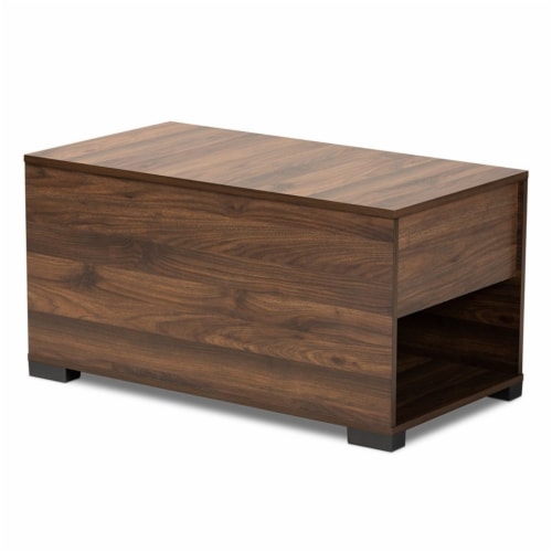 Bowery Hill Modern Walnut Brown Finished Cat Litter Box Cover House Perspective: front