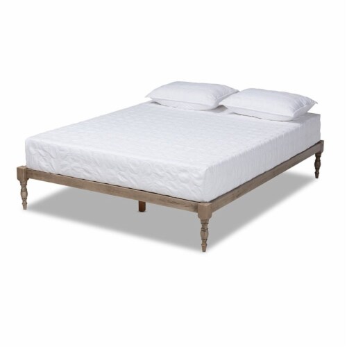 Bowery Hill Full Size Grey Finished Wood Platform Bed Frame Perspective: front