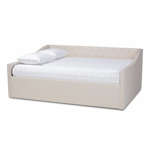 Bowery Hill Modern Fabric Queen Size Daybed with Silver Nail head