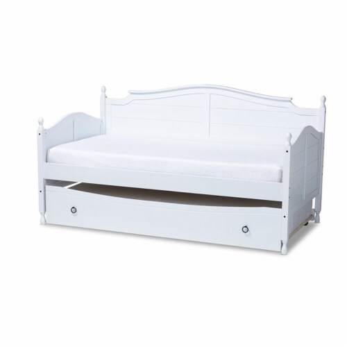Bowery Hill Twin Size White Wood Daybed withTrundle Bed 1 Foods Co