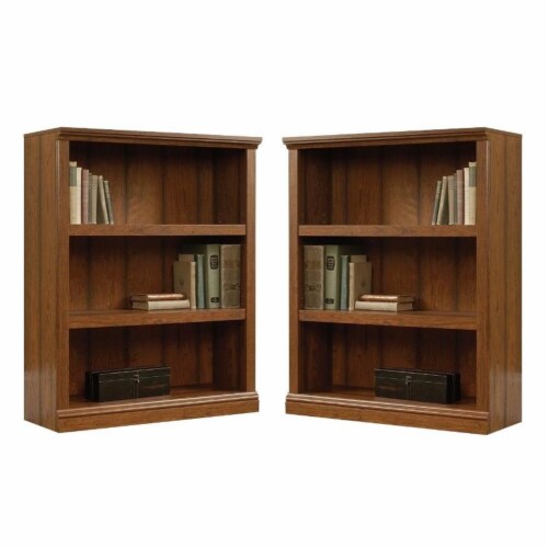 Home Square 3 Shelf Wood Bookcase Set in Washington Cherry (Set of 2