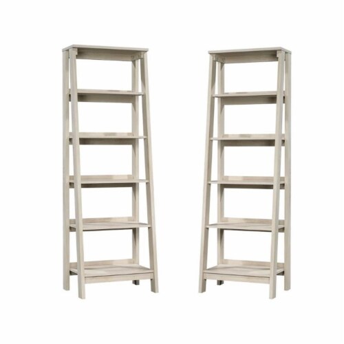 Home Square 5 Shelf Wood Bookcase Set in Chalked Chestnut (Set of 2) Perspective: front