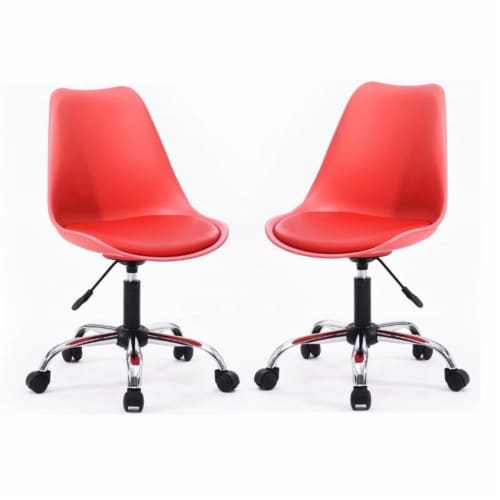 Folkeskole Skaldet skinke Home Square 2 Piece Armless Faux Leather Office Chair Set in Red, 1 - Ralphs