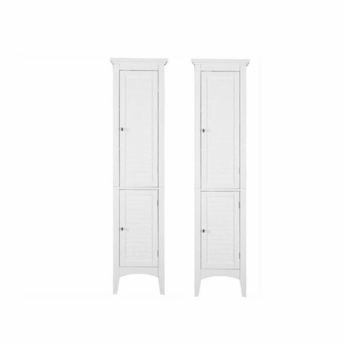 Home Square 2 Door Linen Tower Cabinet Set in White (Set of 2) Perspective: front