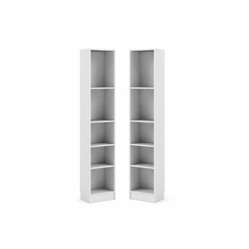 Skinny store white bookcase