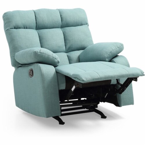 Maklaine Contemporary Twill Fabric Rocker Recliner in Teal 1 Kroger