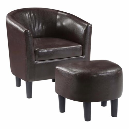 Faux leather accent chair with ottoman 2025