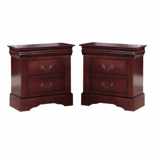 Home Square 2 Piece Louis Philippe III Wood Nightstand Set in Cherry, 1 -  Baker's