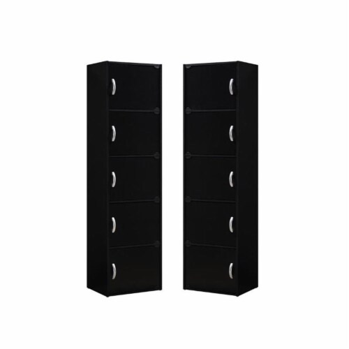 Home Square 2 Piece Multi purpose Wooden Bookcase Set with 5 Shelf