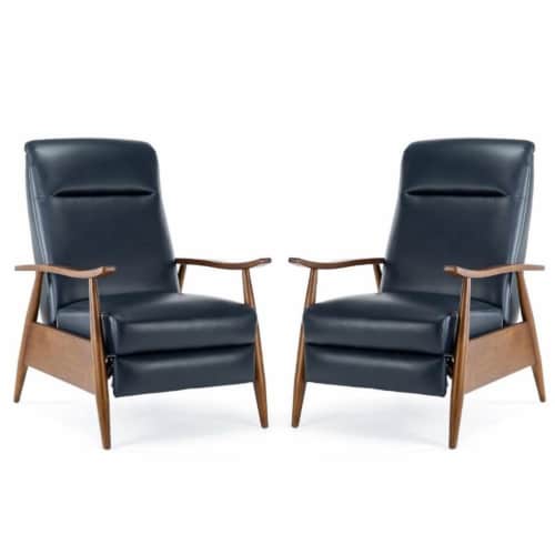 Home Square 2 Piece Faux Leather Wooden Arm Recliner Chair Set in