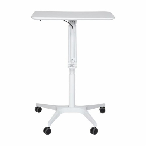 Pemberly Row 28  Height Adjustable Stand Up Laptop Table in White Perspective: front