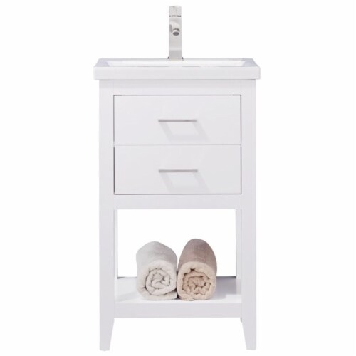 Maklaine 20  Single Sink Vanity in White Perspective: front