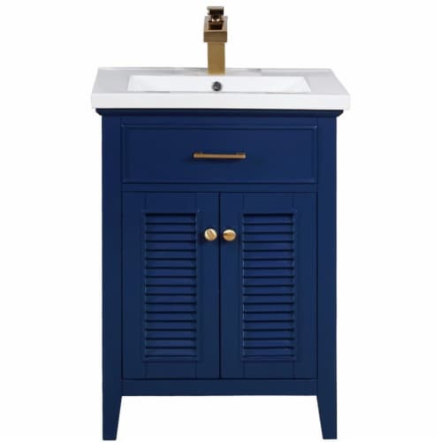 Maklaine 24  Single Sink Vanity in Blue Perspective: front