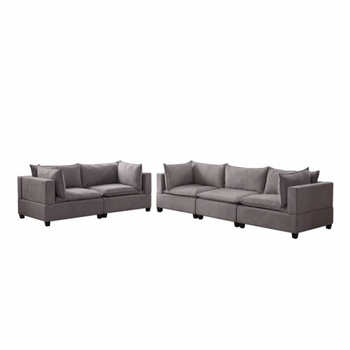 Bowery Hill Fabric Sofa Loveseat Living Room Set in Light Gray Perspective: front