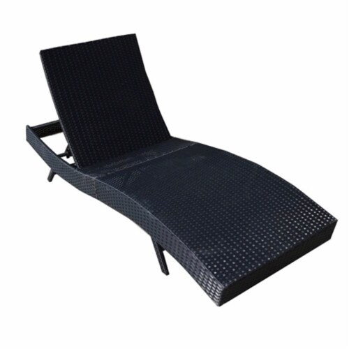 Pemberly Row Rattan Sun Patio Chaise Lounge in Black 1 Dillons Food Stores