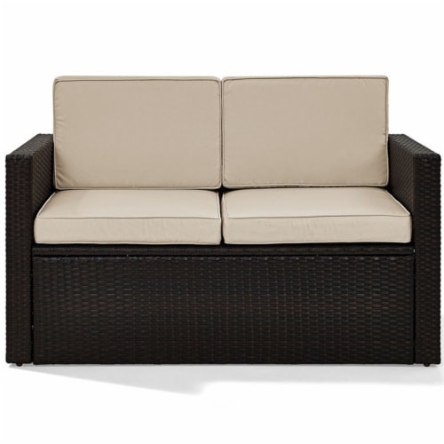 Brown wicker shop patio loveseat