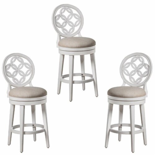 Home Square 3 Piece Fabric Upholstered Swivel Barstool Set in