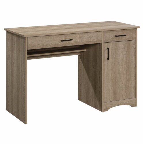 Pemberly Row Engineered Wood Computer Desk in Summer Oak Perspective: front