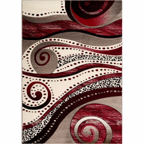 MDA Home Rhodes Cream/Red Contemporary Polypropylene Area Rug - 6'9  x 9'6 Perspective: front