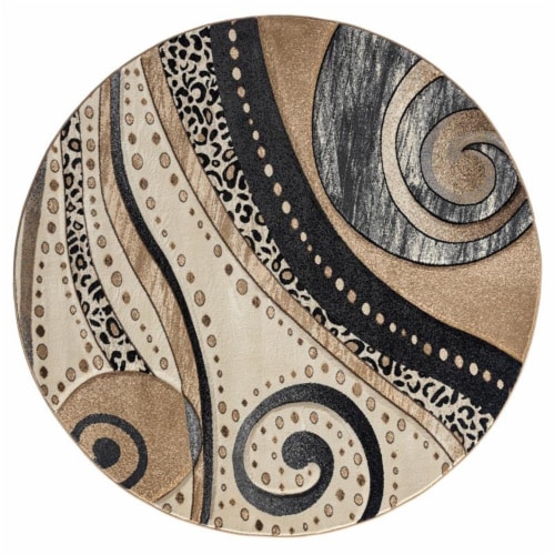 MDA Home Rhodes Brown/Gray Contemporary Polypropylene Area Rug - 5'2  x 5'2 Perspective: front