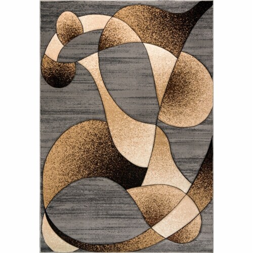 MDA Home Rhodes Gray/Brown Contemporary Polypropylene Area Rug - 3'5  x 5'5 Perspective: front