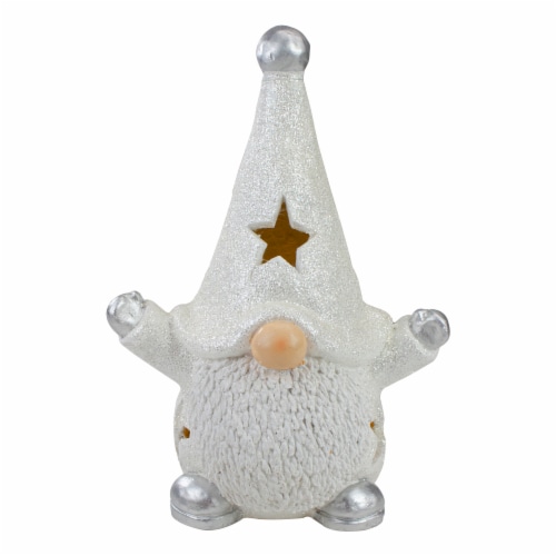 Northlight 17  LED Lighted White and Gray Gnome Christmas Tabletop Decoration Perspective: front