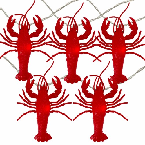 Kurt Adler 10 Red Lobster Novelty Christmas Light Set - 12 ft Clear Wire Perspective: front