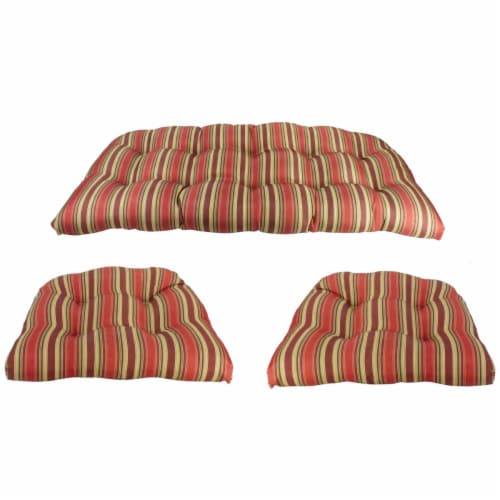 Northlight 35042408 Wicker Furniture Cushion Set, Red & Green Stripe - 3 Piece Perspective: front