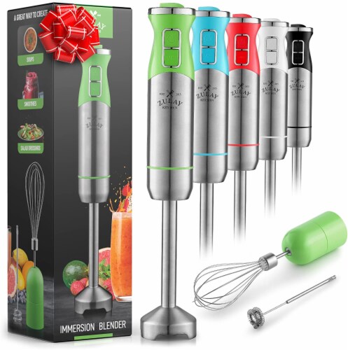 Zulay Kitchen 8 Speed Immersion Blender Handheld, Red