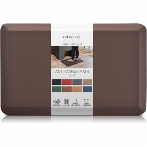 Zulay Home Anti Fatigue Mat - Thick Cushioned Non Slip Foam, 32x20 Brown Perspective: front