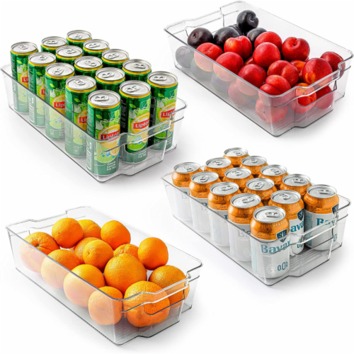 Zulay Kitchen 4 Pack Clear Refrigerator Organizer Bins and Storage (Large)