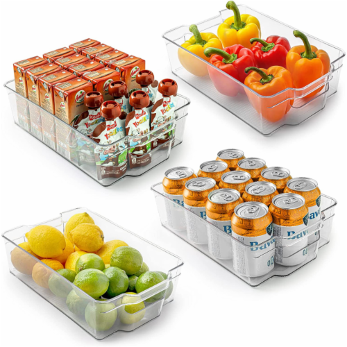 Zulay 4 Pack Clear Refrigerator Organizer Bins - Large, 4 - Harris Teeter