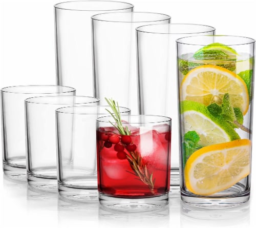 Zulay Kitchen Plastic Tumblers Drinking Glasses Set of 8 Clear, 8 - Foods  Co.