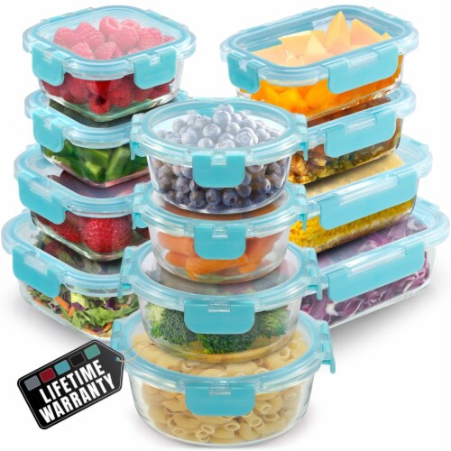 Zulay 12 Pack Airtight Borosilicate Glass Meal Prep Containers with Lids Perspective: front