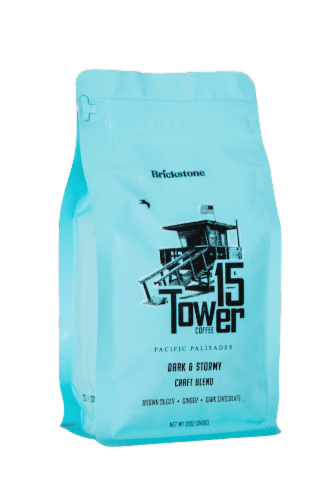 Tower 15 Dark & Stormy Medium-Dark Roast Coffee Perspective: front
