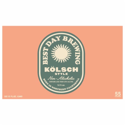 Best Day Brewing Kolsch Style Non-Alcoholic Cans Perspective: front