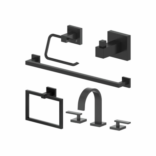 , Towel Rail, Hook, Ring and Toliet Paper Holder in Matte Black Perspective: front
