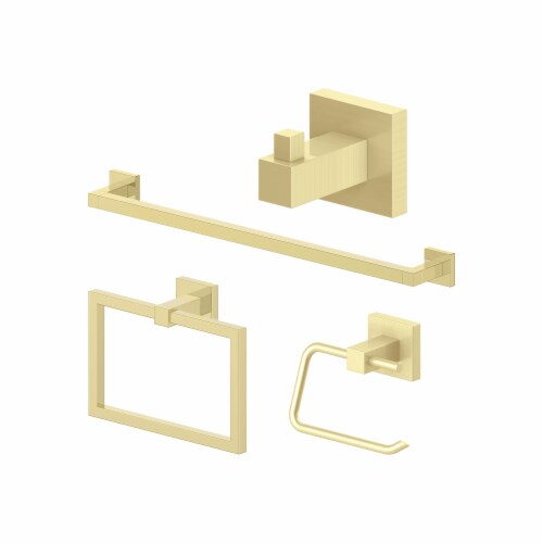 , Towel Rail, Hook, Ring and Toliet Paper Holder in Polished Gold Perspective: front