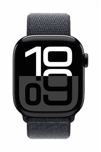 Apple Watch Series 10 GPS 42mm Jet Black Aluminum Case with Ink Sport Loop - Bluetooth 5.3 Perspective: front