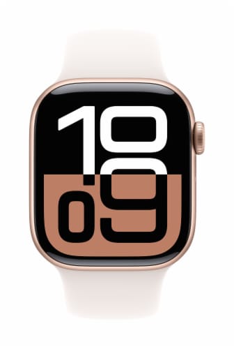 Apple Watch Series 10 GPS 42mm Rose Gold Aluminum Case with Light Blush Sport Band - M/L Perspective: front