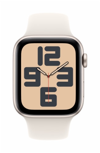 Apple Watch SE GPS 44mm Retina OLED Display Starlight Aluminum Case with Starlight Sport Band S/M Perspective: front