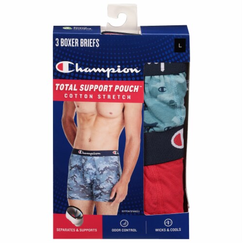 Champion Large Cotton Stretch Total Support Pouch Boxer Briefs 3 pc King Soopers