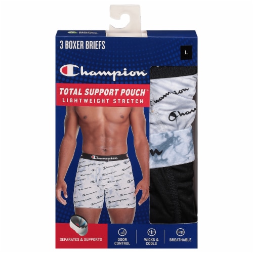 Champion Large 3 Piece Polyspan Total Support Pouch Boxer Brief - Assorted  Colors, 3 pk - City Market