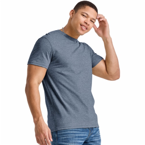 Hanes Xtemp Performance Triblend Short Sleeve Crew Tee - Navy Heather Perspective: front