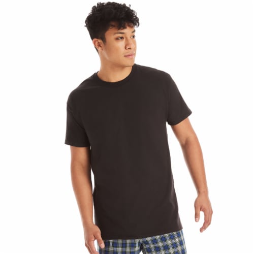Hanes Ultimate Men's Soft and Breathable Crew Neck T-Shirt - Black Perspective: front