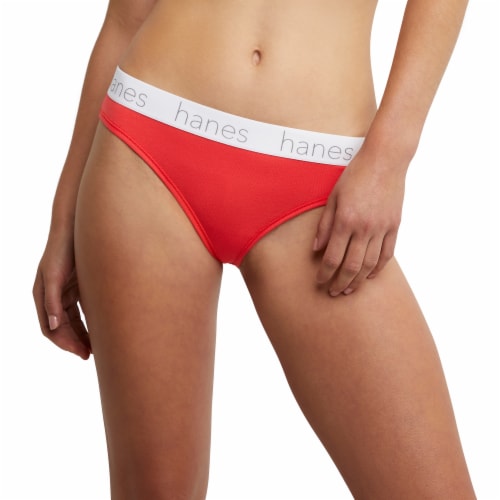 Hanes Originals Ultimate Women's Cotton Stretch Bikini Underwear - Red Perspective: front